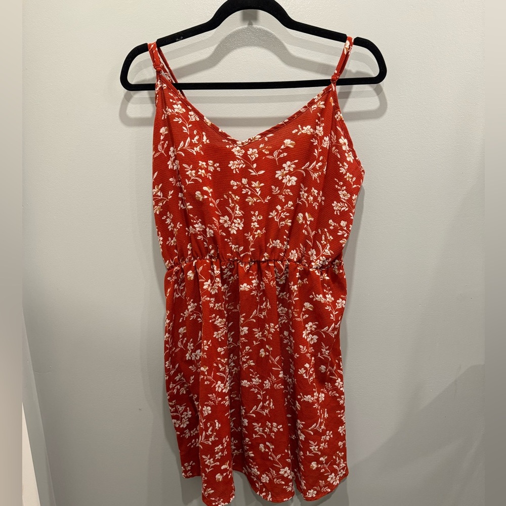 1X Red Floral Slip Dress